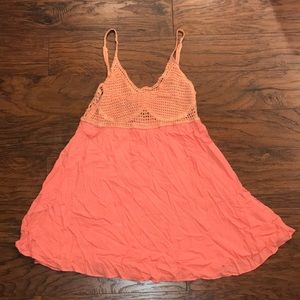 Salmon A. Peach dress with crochet top
